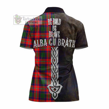 Hopkirk Tartan Family Crest Women's Polo Shirt Alba Gu Brath Be Brave Lion Ancient Style - Tartan Vibes Clothing