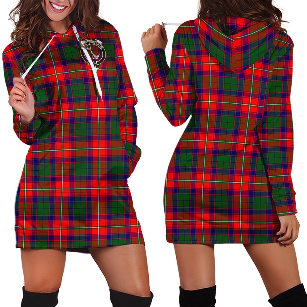 Hopkirk Tartan Hoodie Dress with Family Crest - Tartan Vibes Clothing