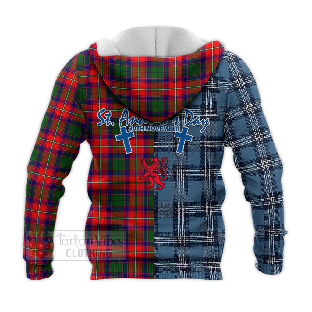 Tartan Vibes Clothing Hopkirk Tartan Knitted Hoodie Happy St. Andrew's Day Half Tartan Style