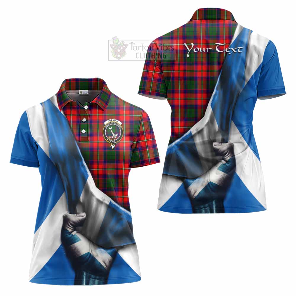 Tartan Vibes Clothing Hopkirk Tartan Women's Polo Shirt with Family Crest Scotland Patriotic Style