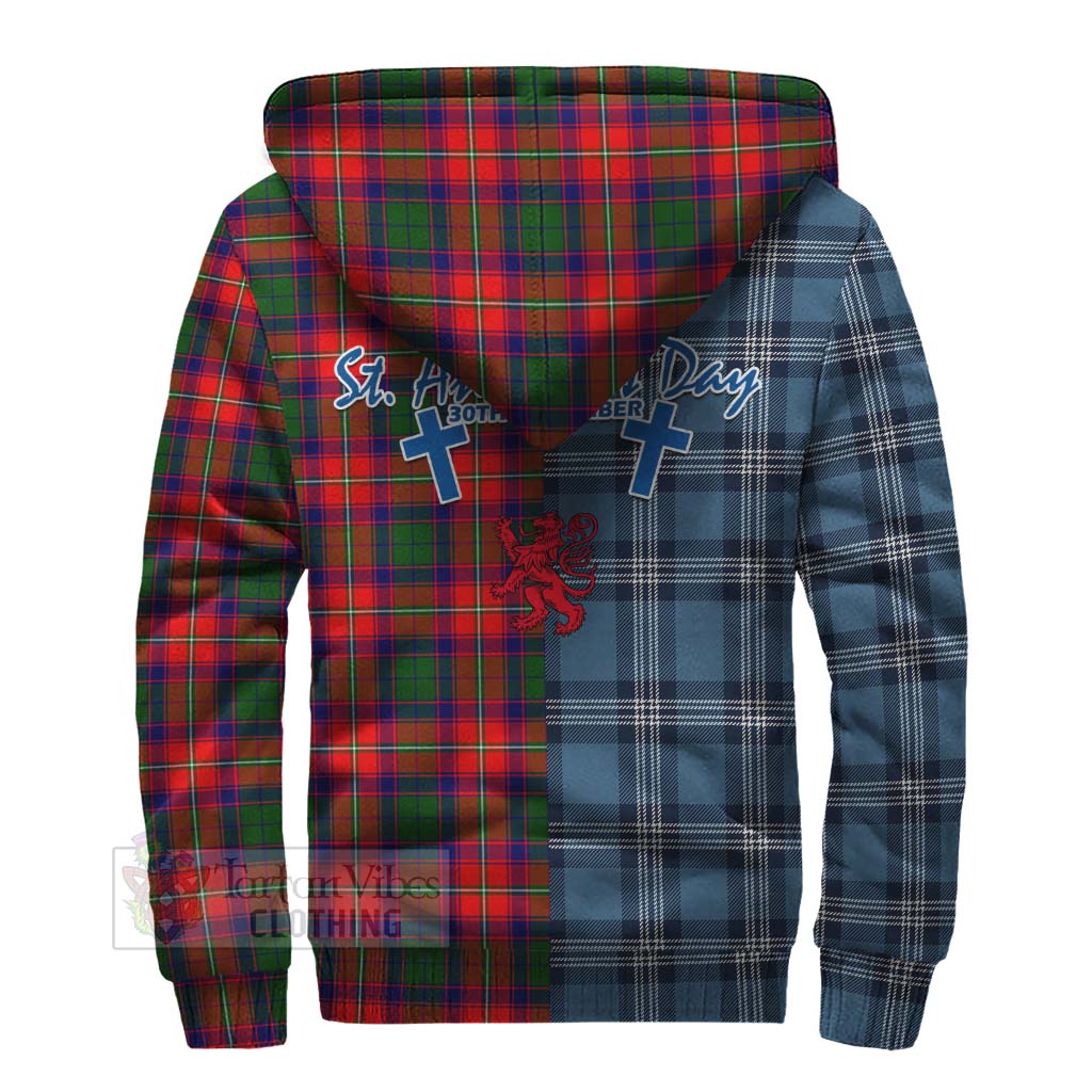 Tartan Vibes Clothing Hopkirk Tartan Sherpa Hoodie Happy St. Andrew's Day Half Tartan Style