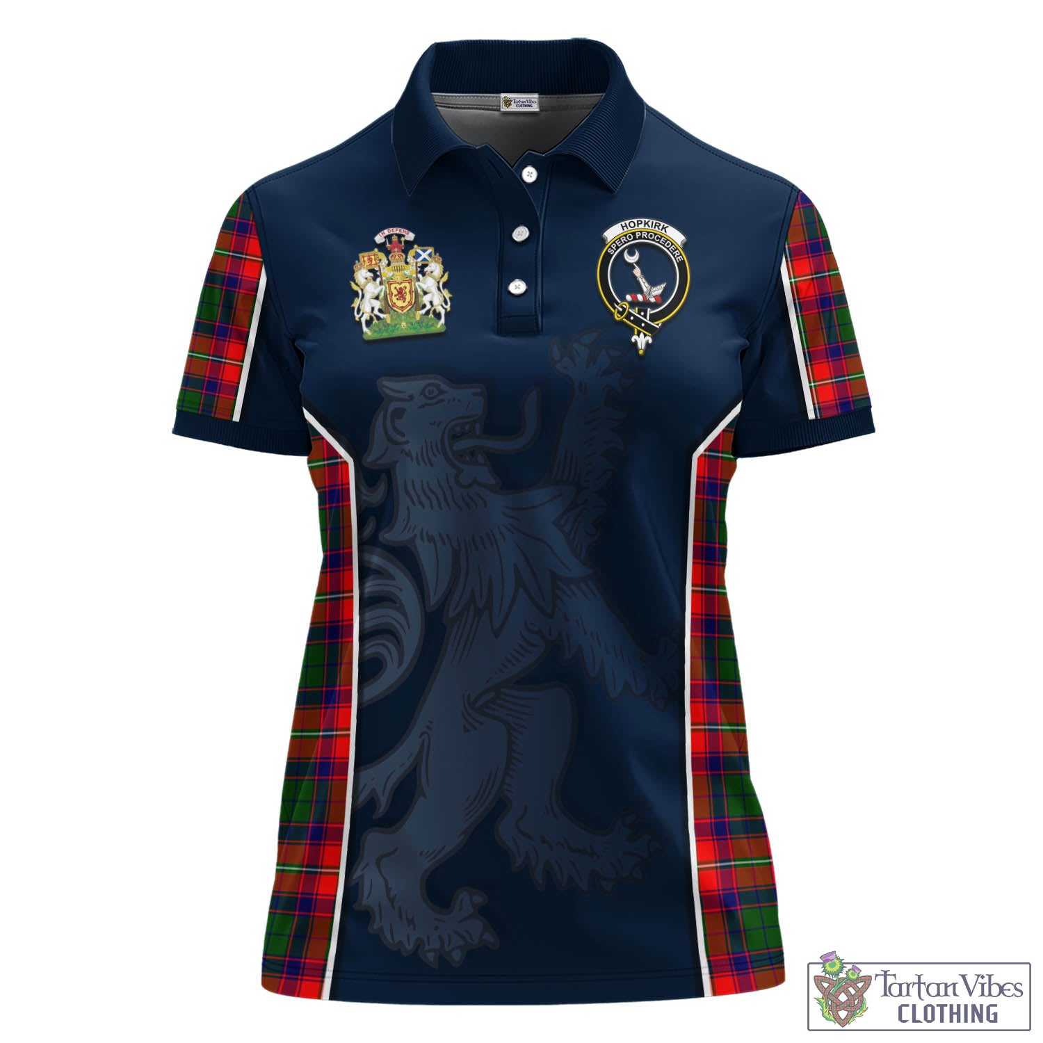 Hopkirk Tartan Women's Polo Shirt with Family Crest and Lion Rampant Vibes Sport Style - Tartan Vibes Clothing