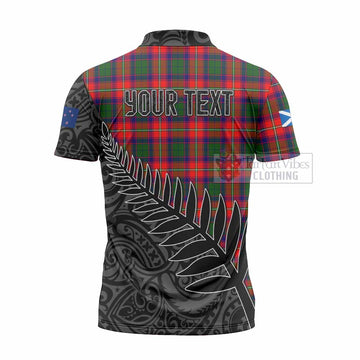 Hopkirk Crest Tartan Zipper Polo Shirt with New Zealand Silver Fern Half Style