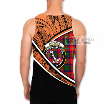 Hopkirk Crest Tartan Men's Tank Top with Polynesian Vibes Style - Orange Version