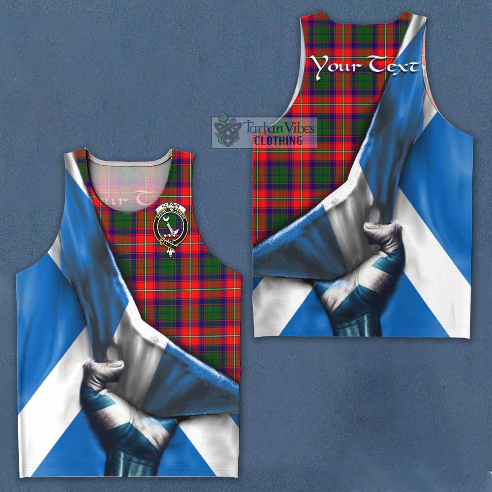 Tartan Vibes Clothing Hopkirk Tartan Men's Tank Top with Family Crest Scotland Patriotic Style