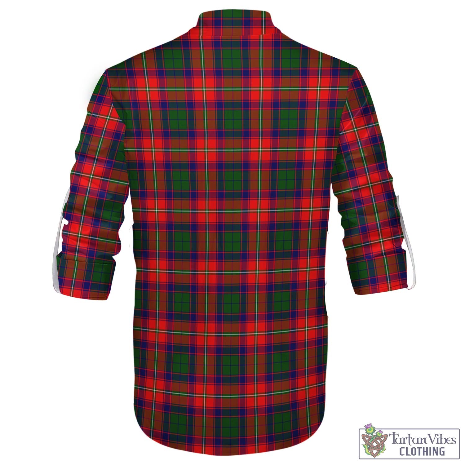 Tartan Vibes Clothing Hopkirk Tartan Men's Scottish Traditional Jacobite Ghillie Kilt Shirt with Family Crest