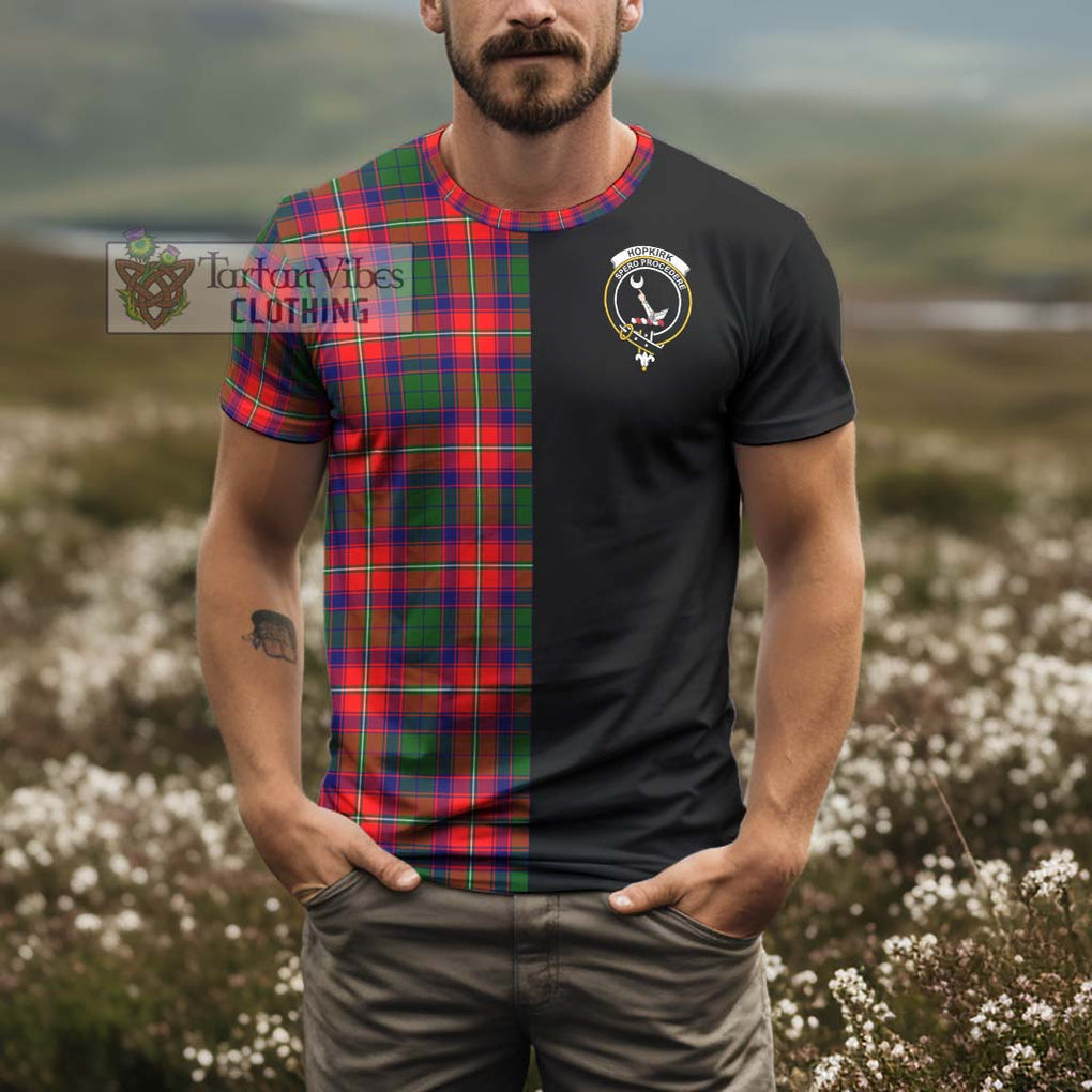 Hopkirk Tartan T-Shirt with Family Crest and Half Of Me Style - Tartanvibesclothing Shop