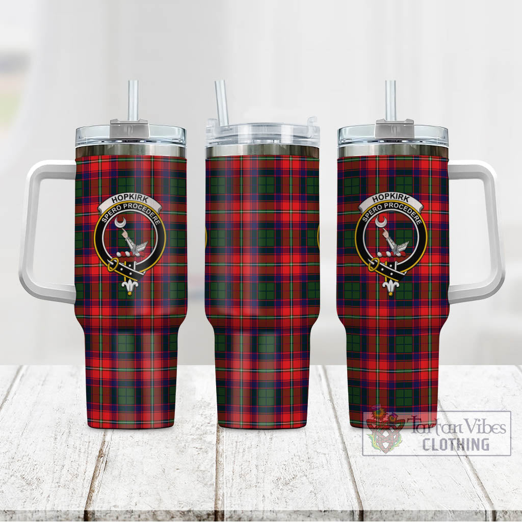 Tartan Vibes Clothing Hopkirk Tartan and Family Crest Tumbler with Handle