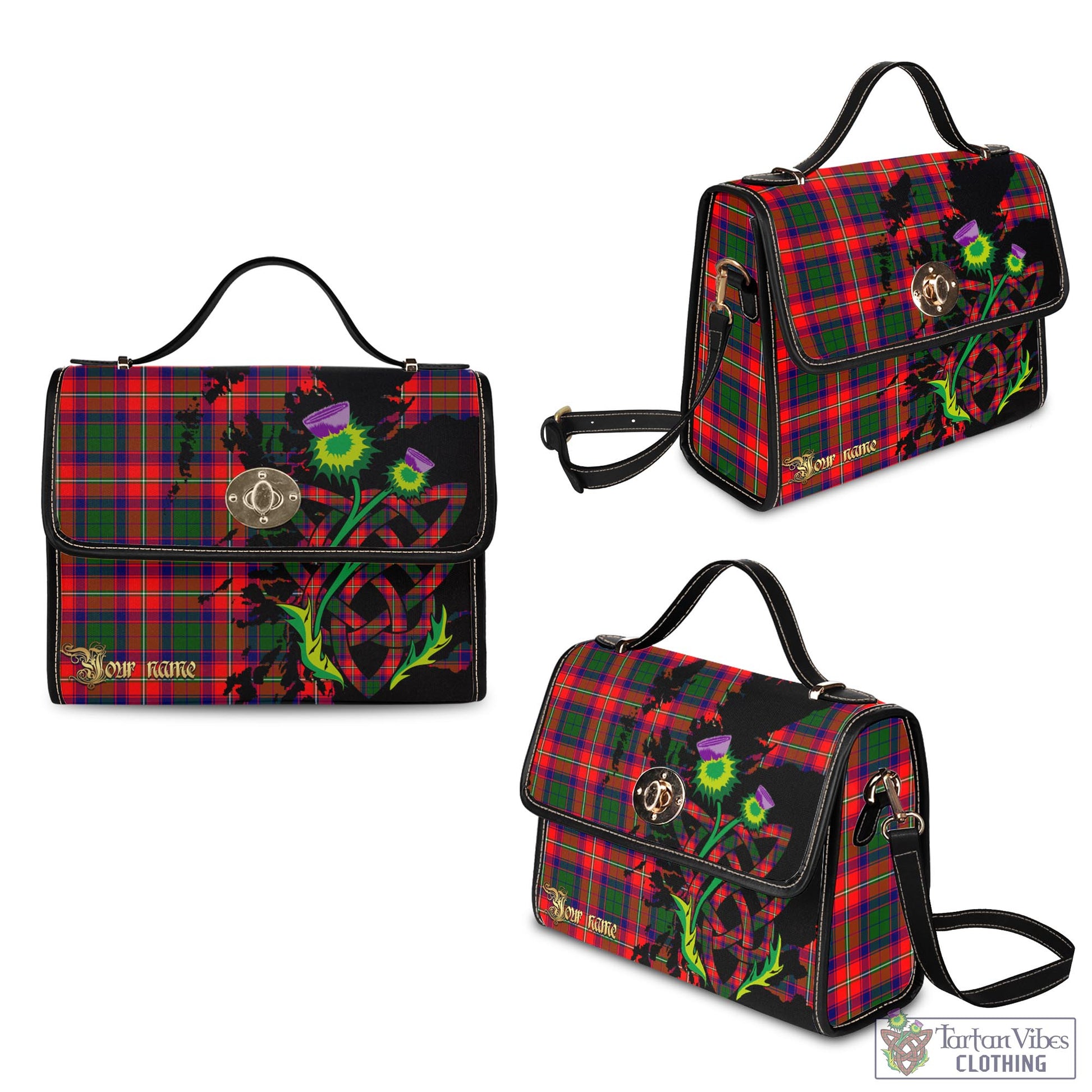 Tartan Vibes Clothing Hopkirk Tartan Waterproof Canvas Bag with Scotland Map and Thistle Celtic Accents