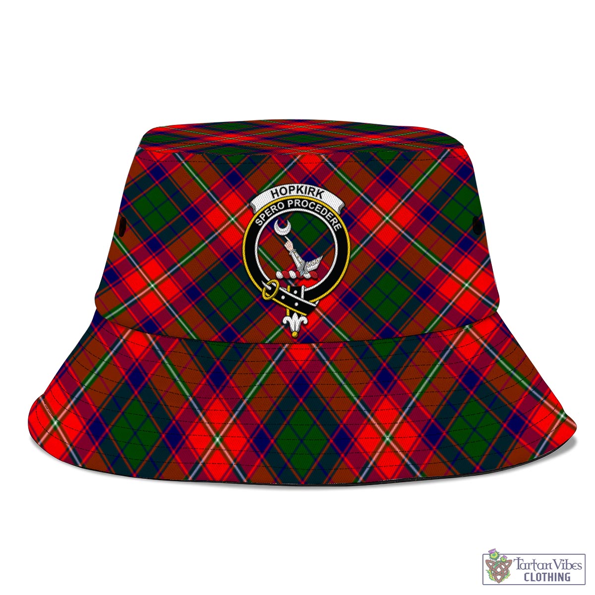 Tartan Vibes Clothing Hopkirk Tartan Bucket Hat with Family Crest