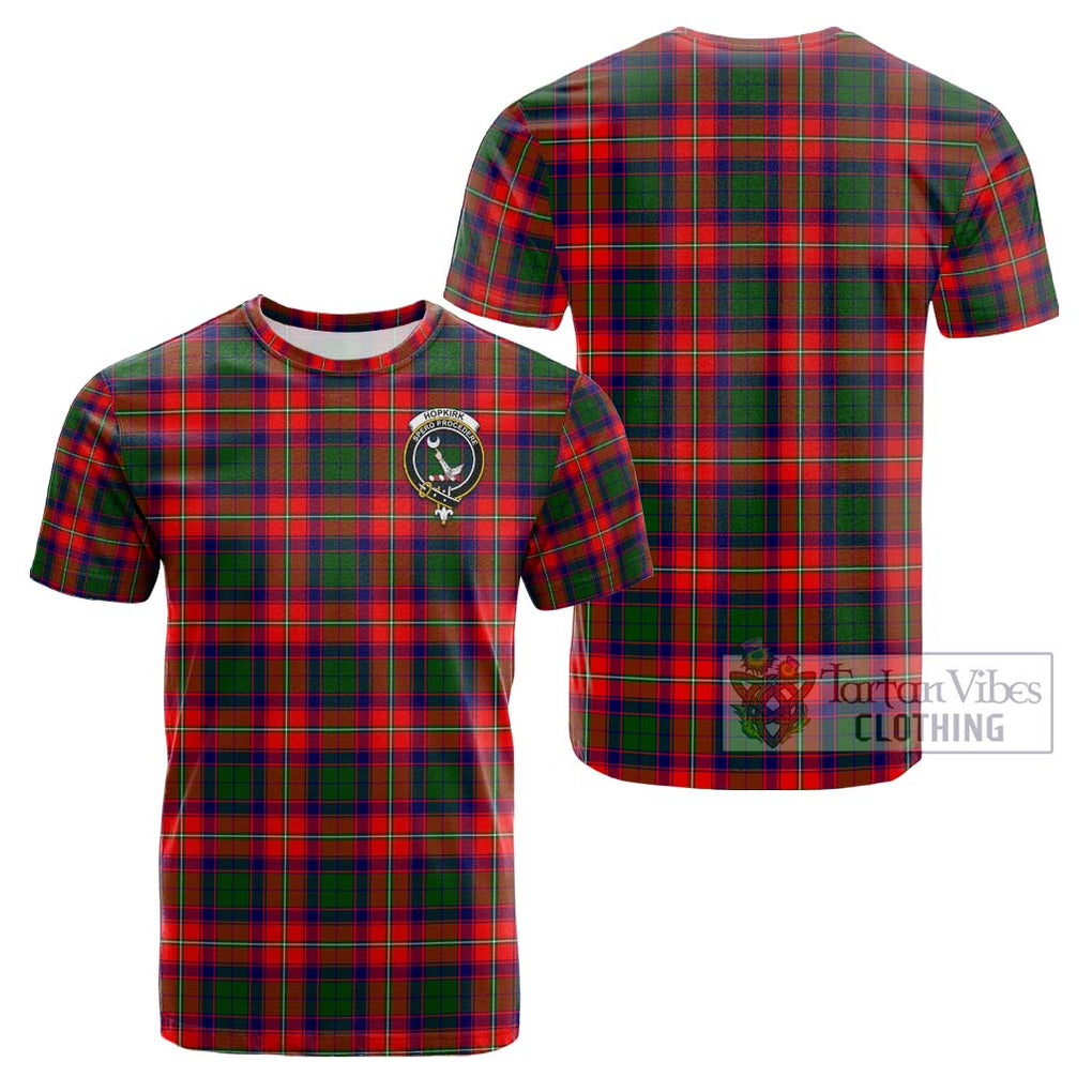 Hopkirk Tartan Cotton T-Shirt with Family Crest Kid's Shirt - Tartanvibesclothing Shop