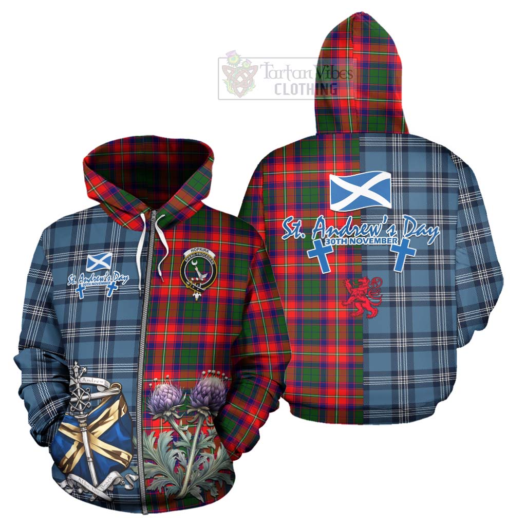 Tartan Vibes Clothing Hopkirk Tartan Hoodie Happy St. Andrew's Day Half Tartan Style