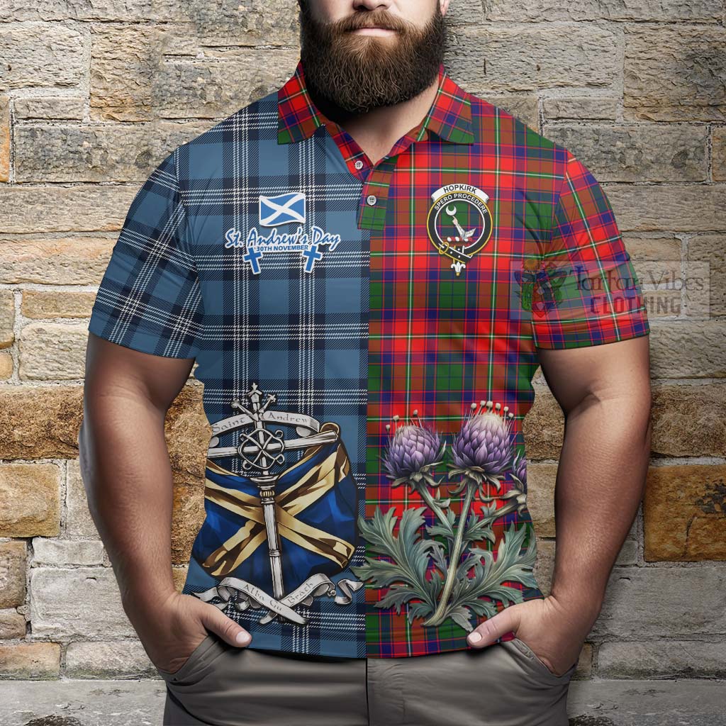 Tartan Vibes Clothing Hopkirk Tartan Polo Shirt Happy St. Andrew's Day Half Tartan Style