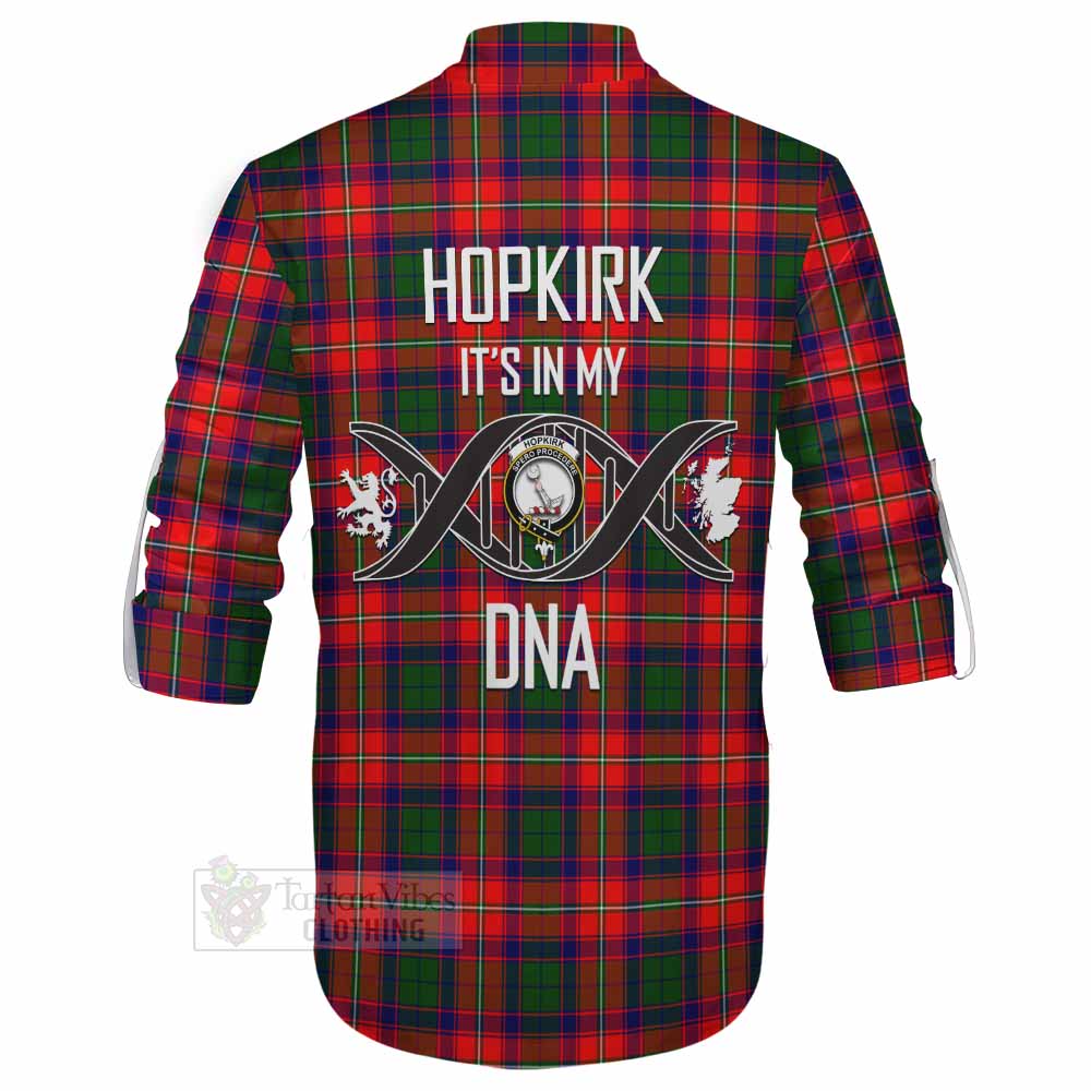 Tartan Vibes Clothing Hopkirk Tartan Ghillie Kilt Shirt with Family Crest DNA In Me Style