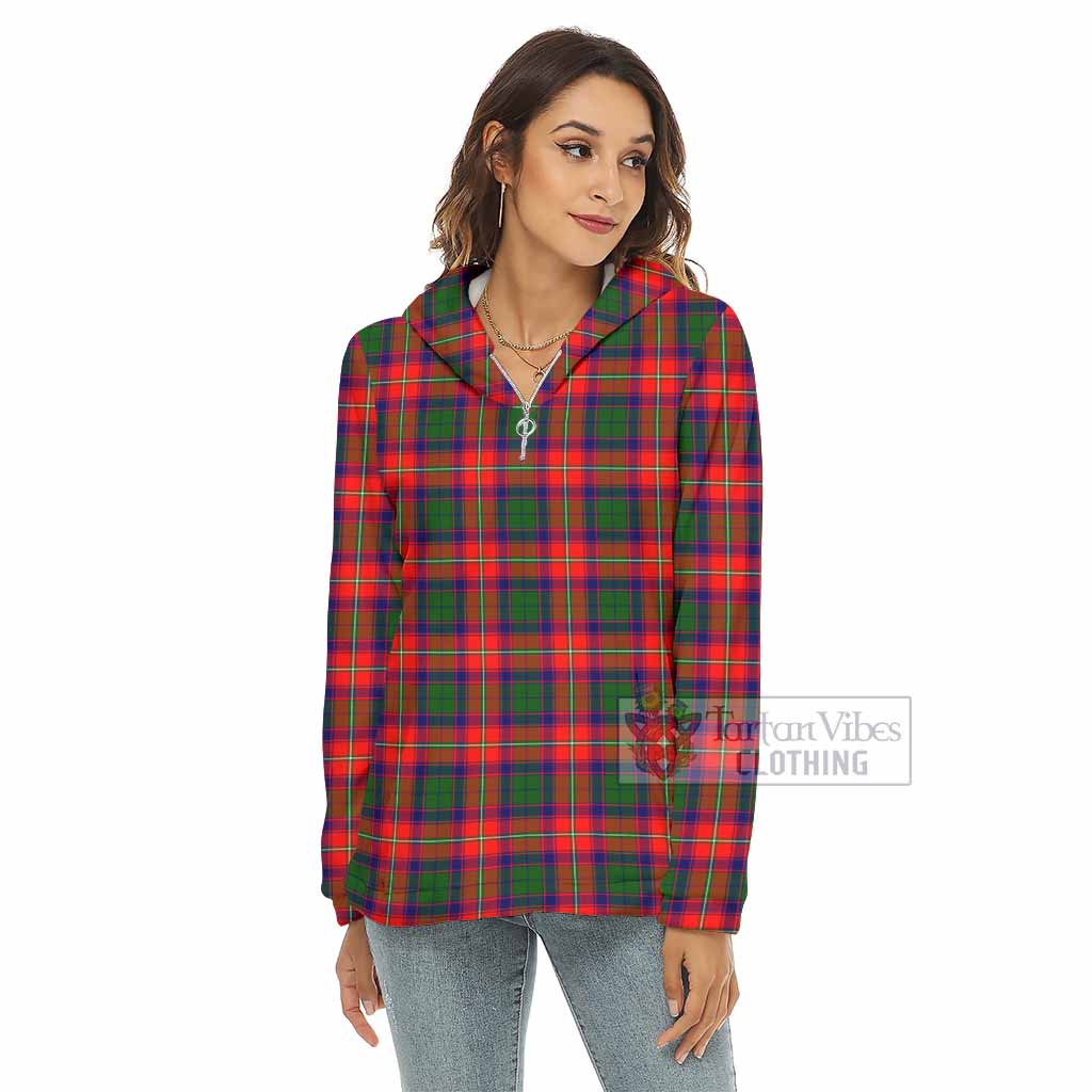 Tartan Vibes Clothing Hopkirk Tartan Women's Borg  Half Zip Fleece Hoodie