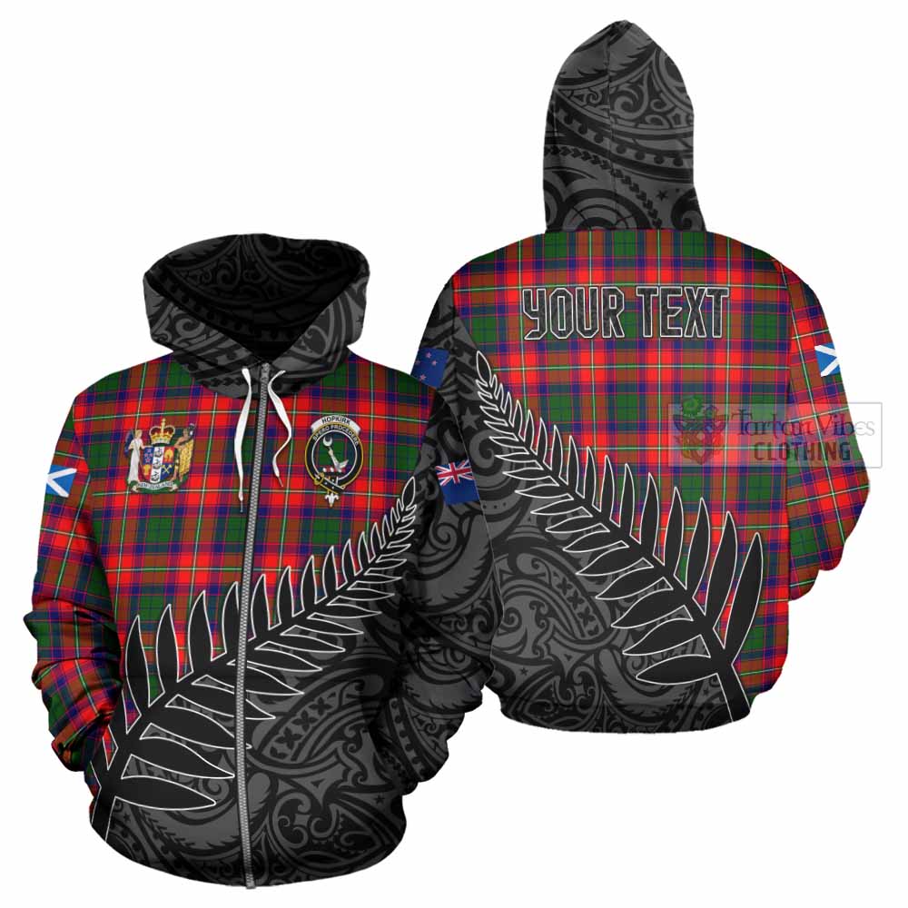 Tartan Vibes Clothing Hopkirk Crest Tartan Hoodie with New Zealand Silver Fern Half Style