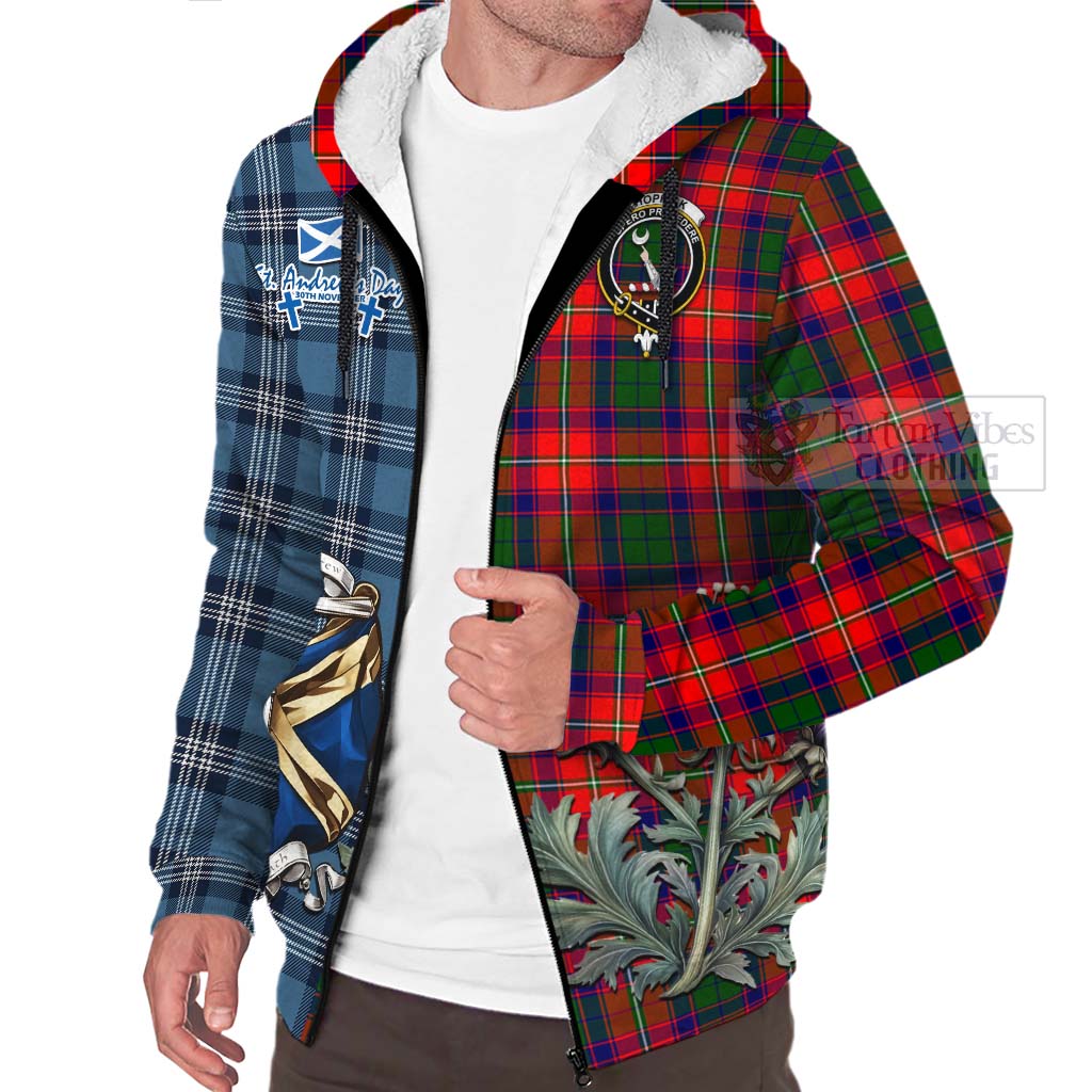 Tartan Vibes Clothing Hopkirk Tartan Sherpa Hoodie Happy St. Andrew's Day Half Tartan Style