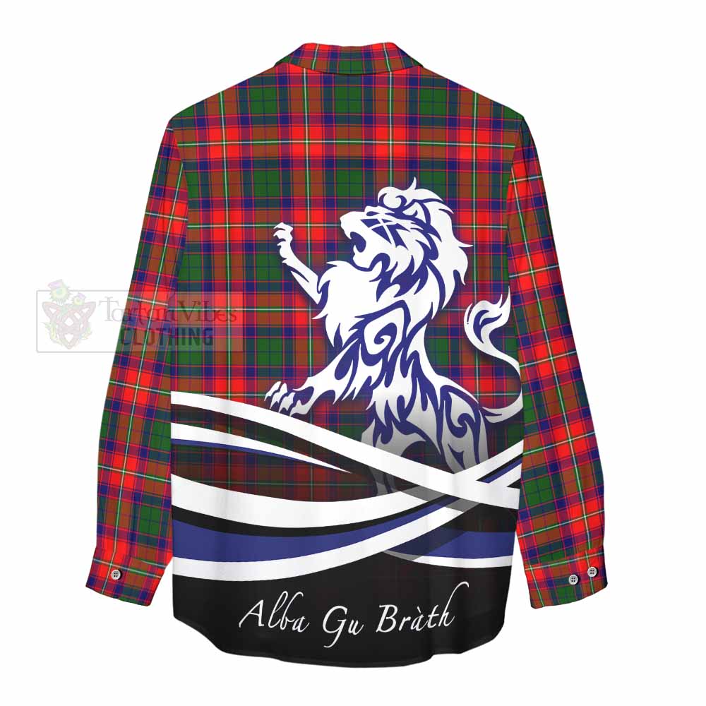 Tartan Vibes Clothing Hopkirk Tartan Women's Casual Shirt with Alba Gu Brath Regal Lion Emblem