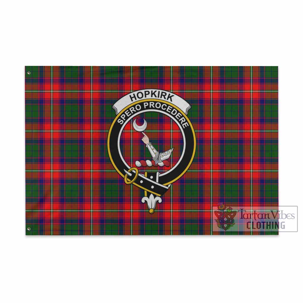 Tartan Vibes Clothing Hopkirk Tartan House Flag with Family Crest