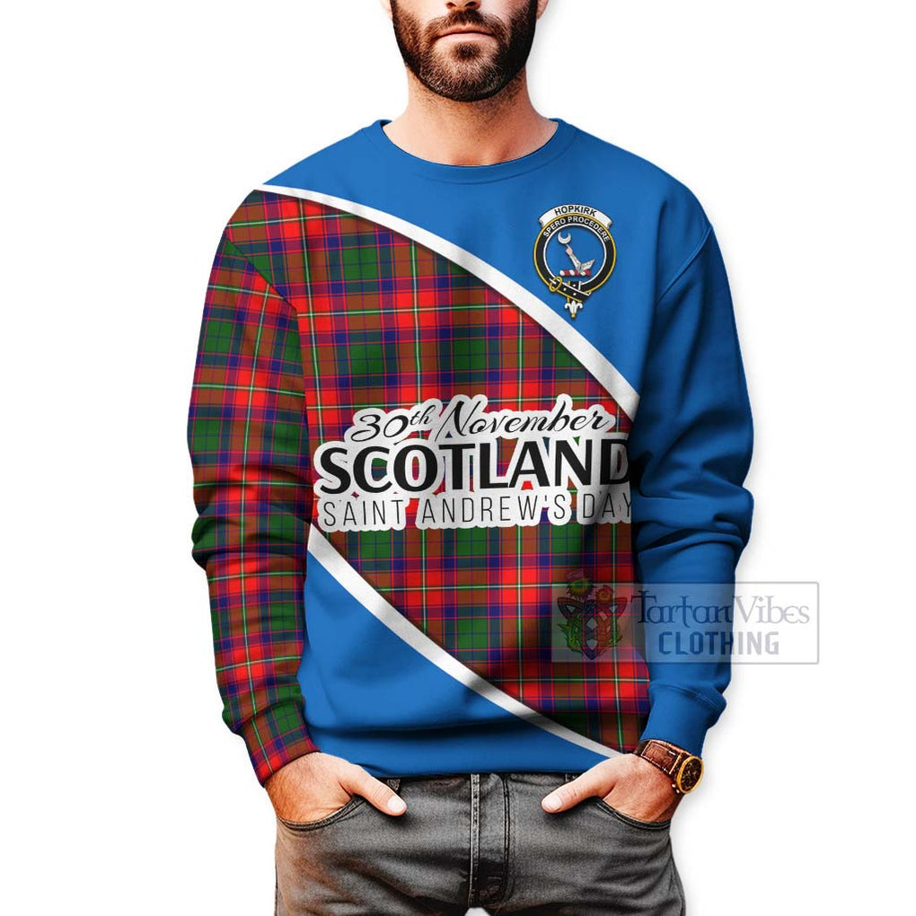 Tartan Vibes Clothing Hopkirk Family Crest Tartan Sweatshirt Celebrate Saint Andrew's Day in Style