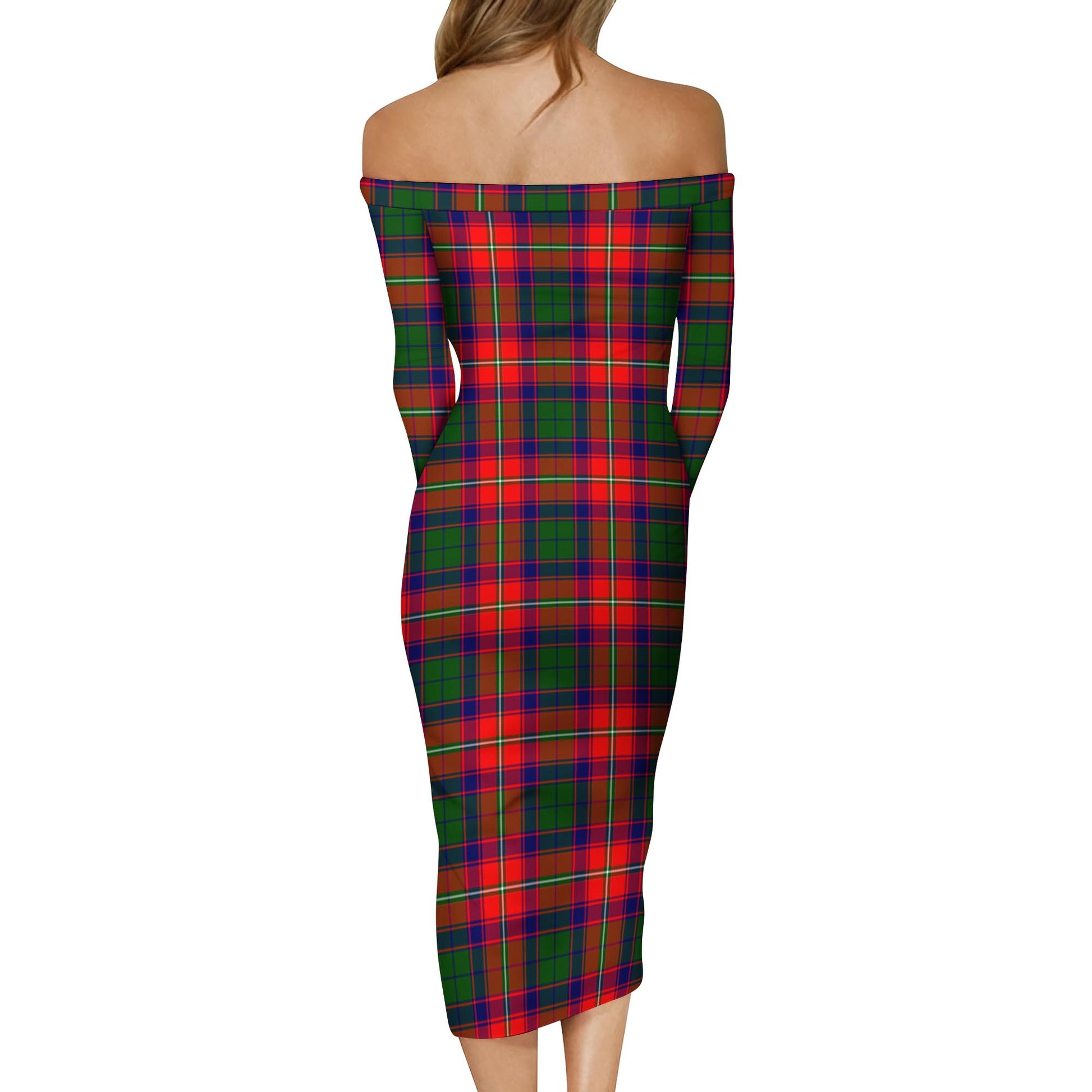 Hopkirk Tartan Off Shoulder Lady Dress - Tartanvibesclothing