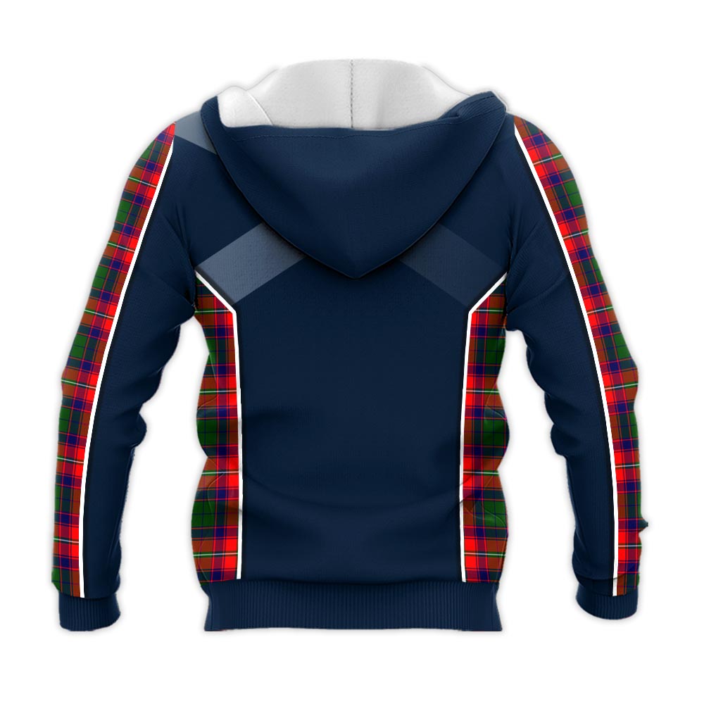 Tartan Vibes Clothing Hopkirk Tartan Knitted Hoodie with Family Crest and Scottish Thistle Vibes Sport Style