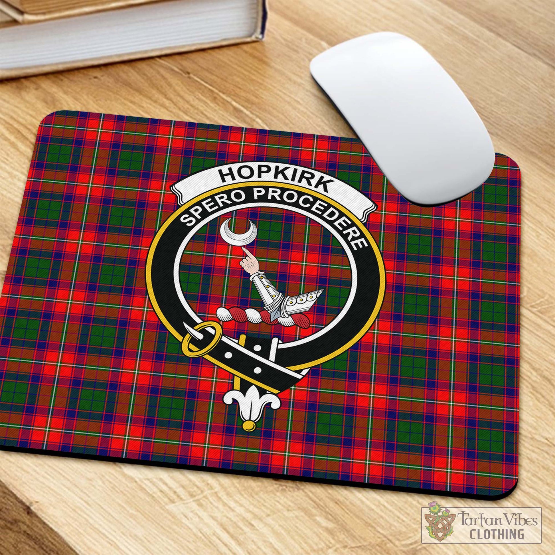 Tartan Vibes Clothing Hopkirk Tartan Mouse Pad with Family Crest