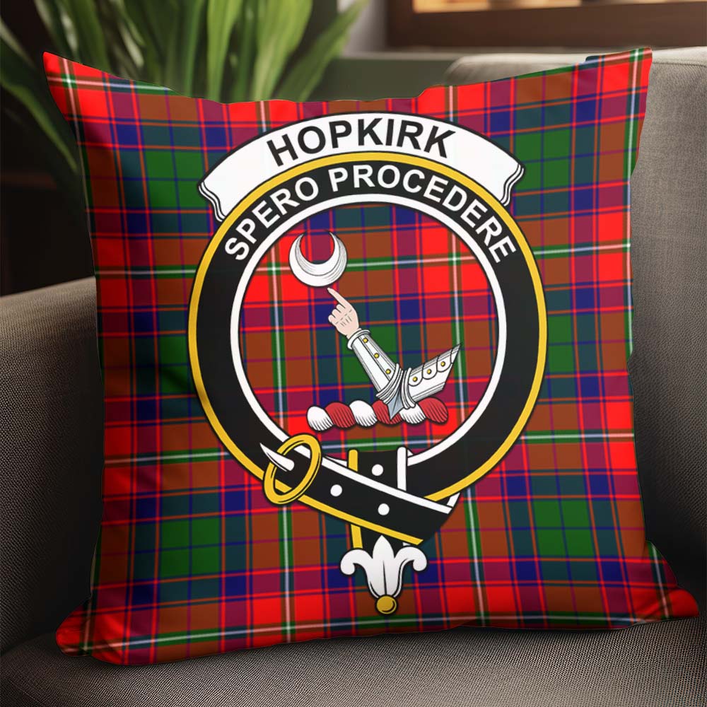 Hopkirk Tartan Pillow Cover with Family Crest - Tartanvibesclothing