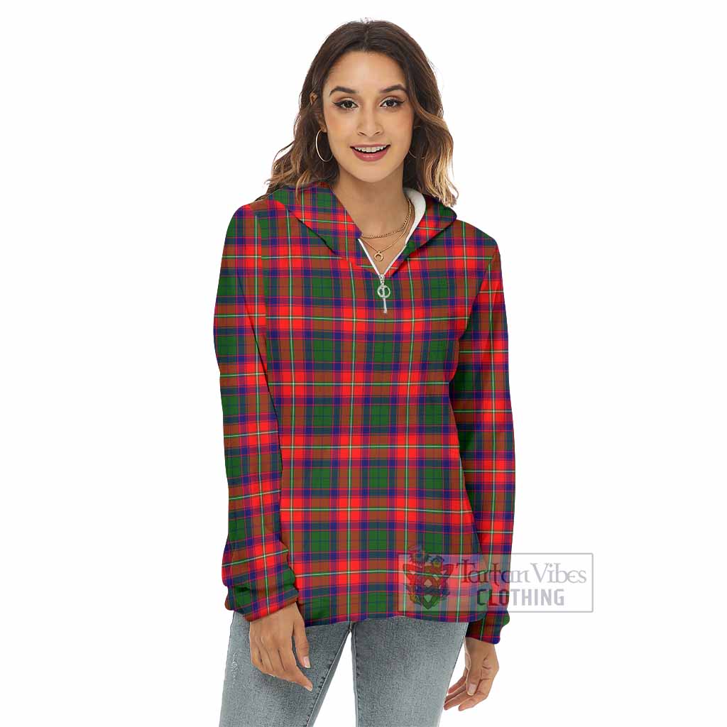 Tartan Vibes Clothing Hopkirk Tartan Women's Borg  Half Zip Fleece Hoodie