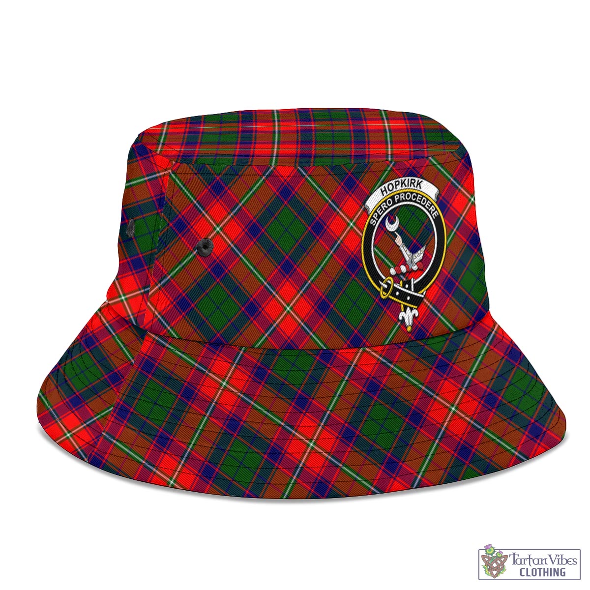 Tartan Vibes Clothing Hopkirk Tartan Bucket Hat with Family Crest