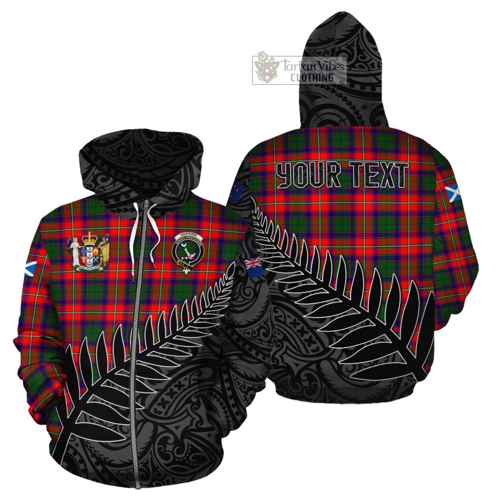 Tartan Vibes Clothing Hopkirk Crest Tartan Cotton Hoodie with New Zealand Silver Fern Half Style