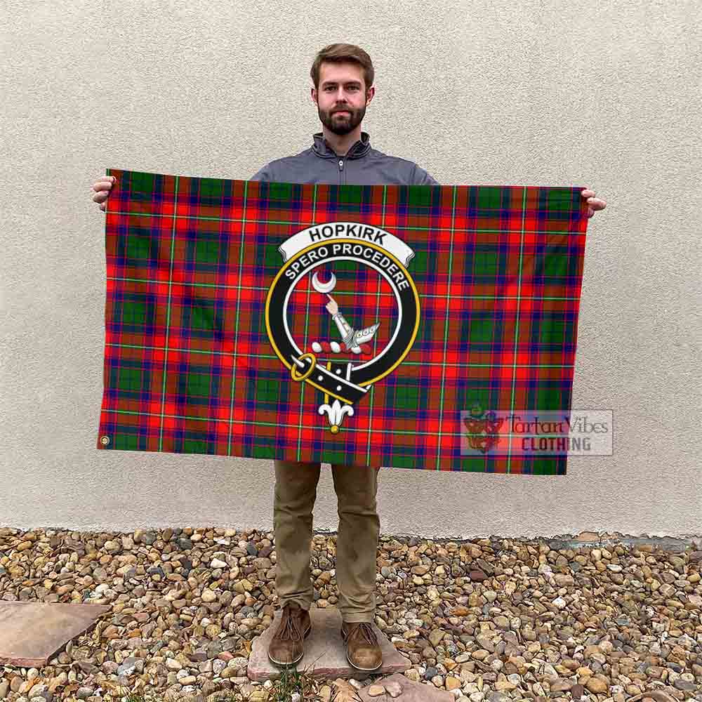 Tartan Vibes Clothing Hopkirk Tartan House Flag with Family Crest