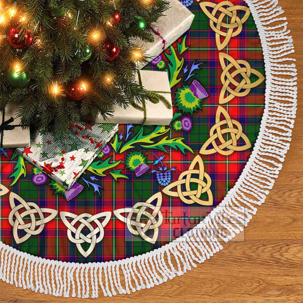 Tartan Vibes Clothing Hopkirk Tartan Christmas Tree Skirt with Thistle Celtic Knot Style