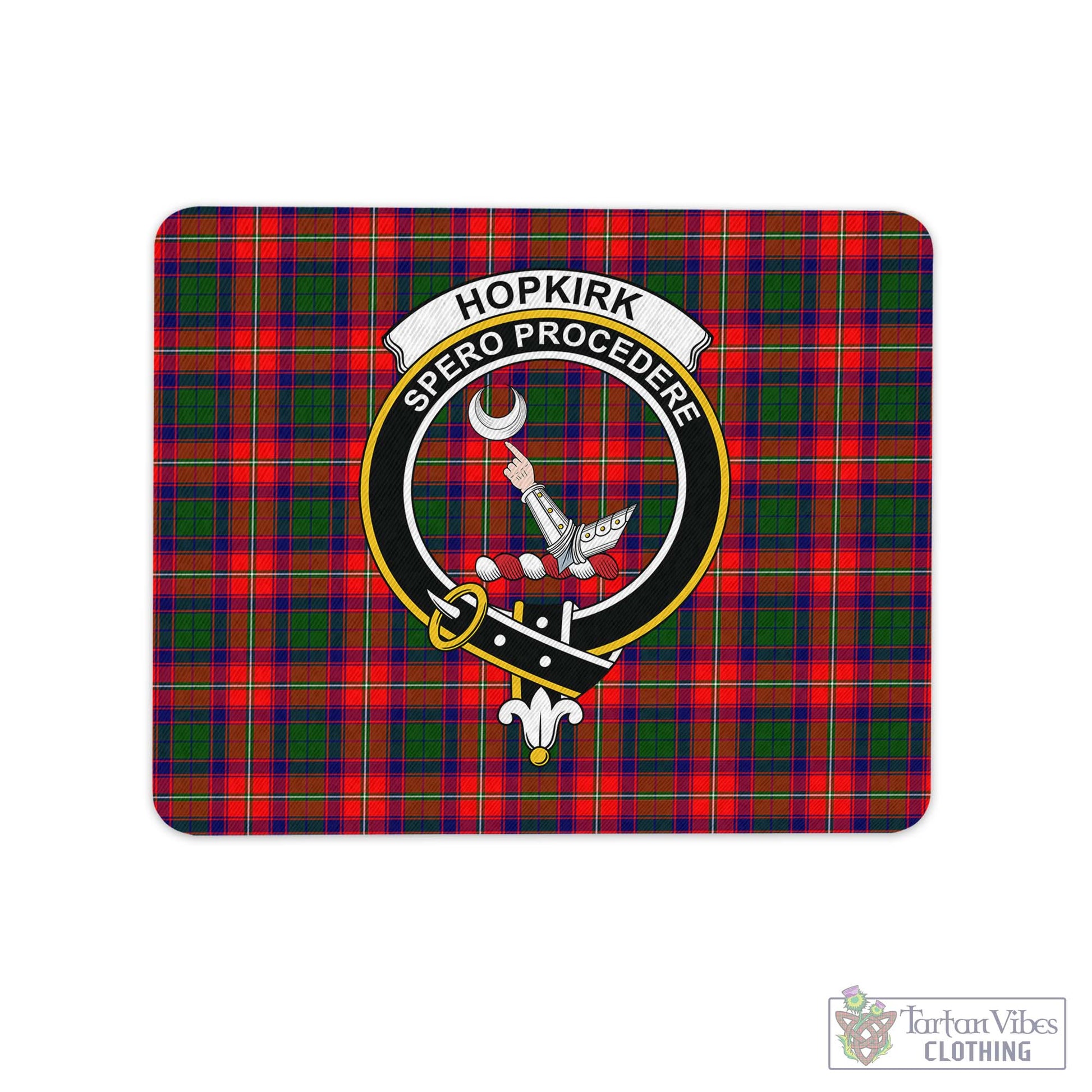 Tartan Vibes Clothing Hopkirk Tartan Mouse Pad with Family Crest