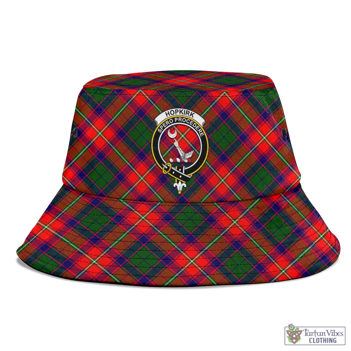 Tartan Vibes Clothing Hopkirk Tartan Bucket Hat with Family Crest