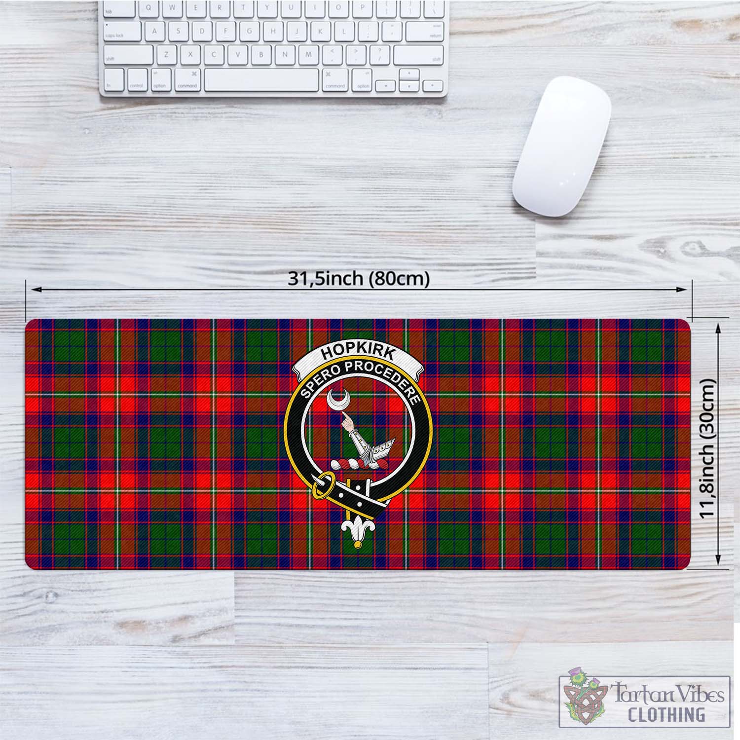 Tartan Vibes Clothing Hopkirk Tartan Mouse Pad with Family Crest