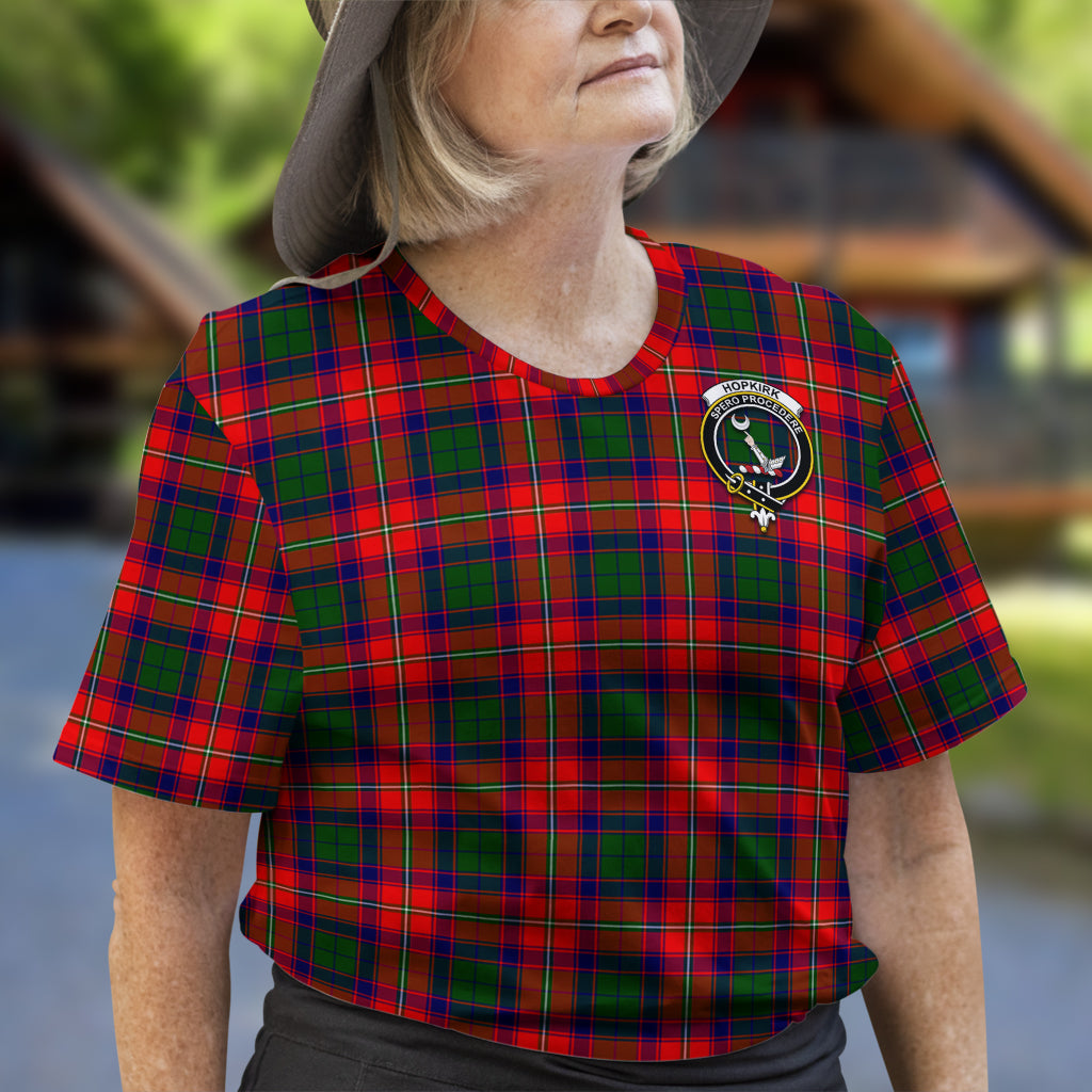 Hopkirk Tartan T-Shirt with Family Crest - Tartan Vibes Clothing