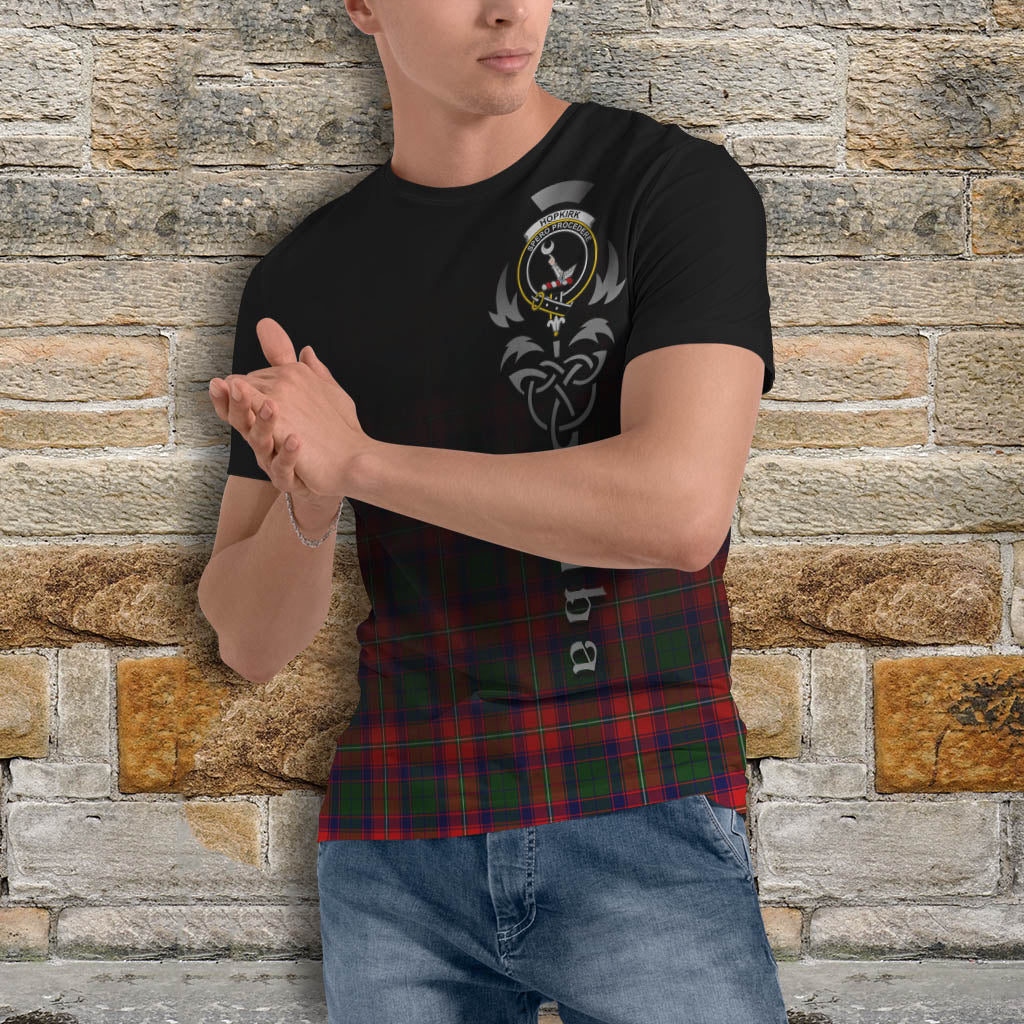 Tartan Vibes Clothing Hopkirk Tartan T-Shirt Featuring Alba Gu Brath Family Crest Celtic Inspired