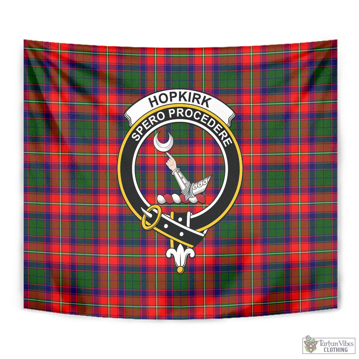 Tartan Vibes Clothing Hopkirk Tartan Tapestry Wall Hanging and Home Decor for Room with Family Crest