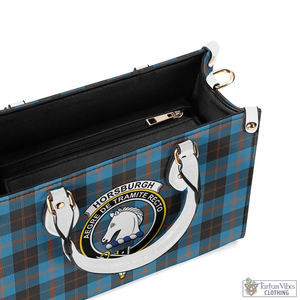 Tartan Vibes Clothing Horsburgh Tartan Luxury Leather Handbags with Family Crest