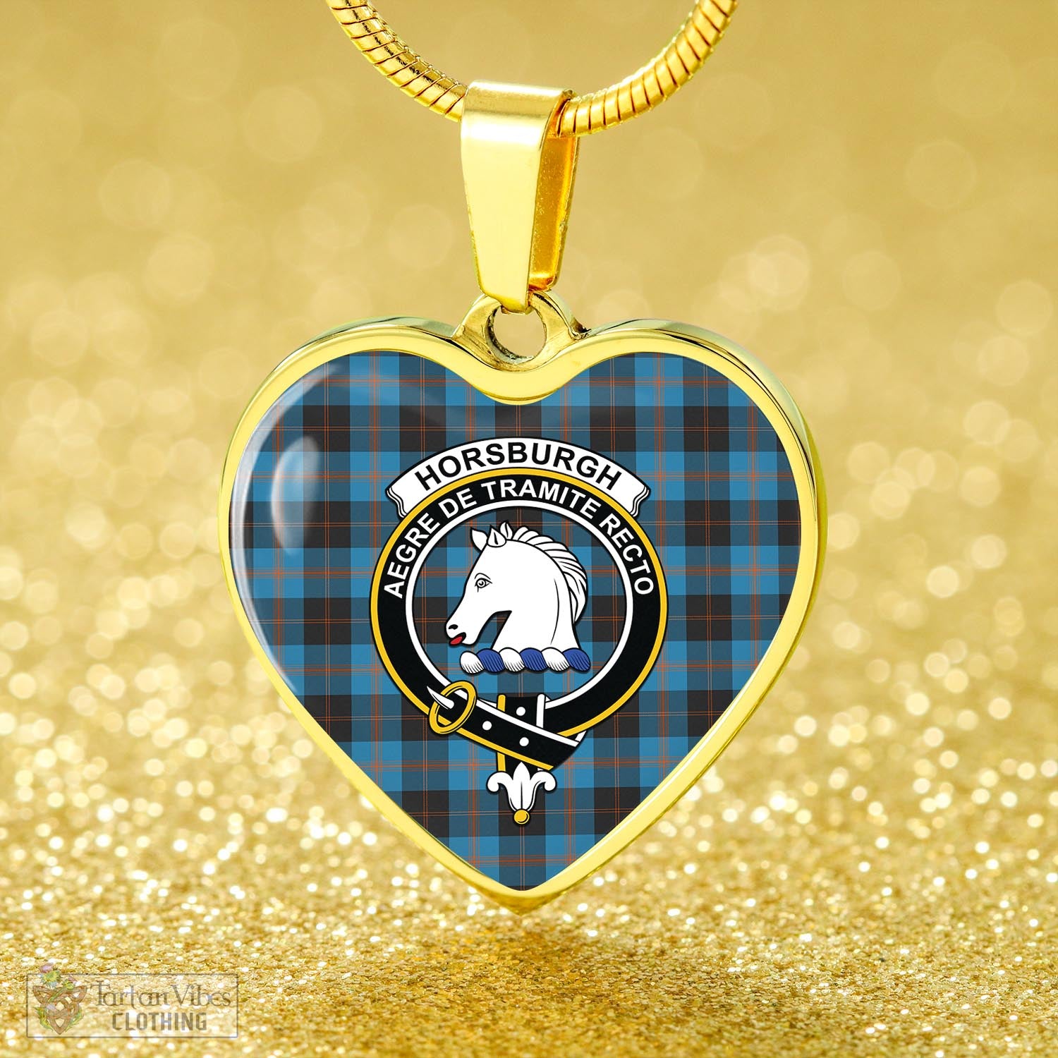 Tartan Vibes Clothing Horsburgh Tartan Heart Necklace with Family Crest