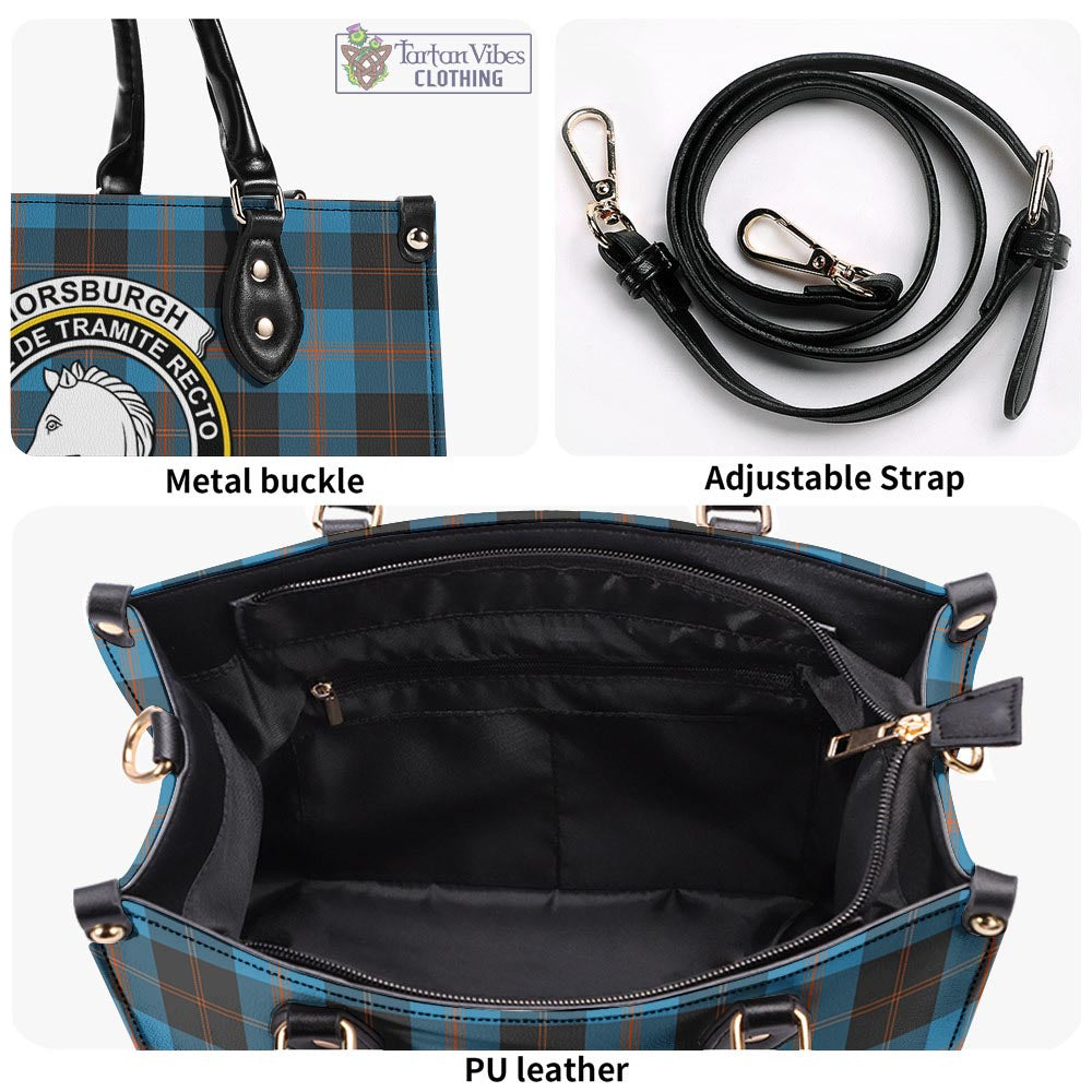 Tartan Vibes Clothing Horsburgh Tartan Luxury Leather Handbags with Family Crest