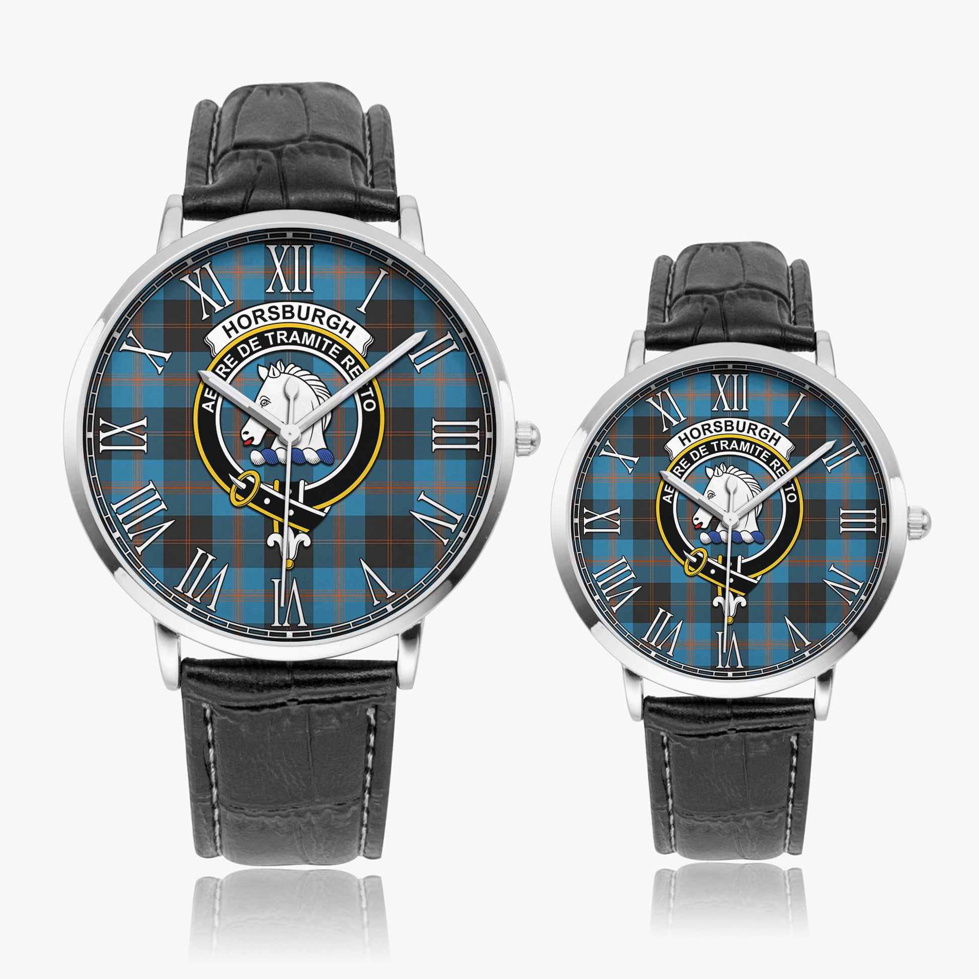 Horsburgh Tartan Family Crest Leather Strap Quartz Watch - Tartanvibesclothing