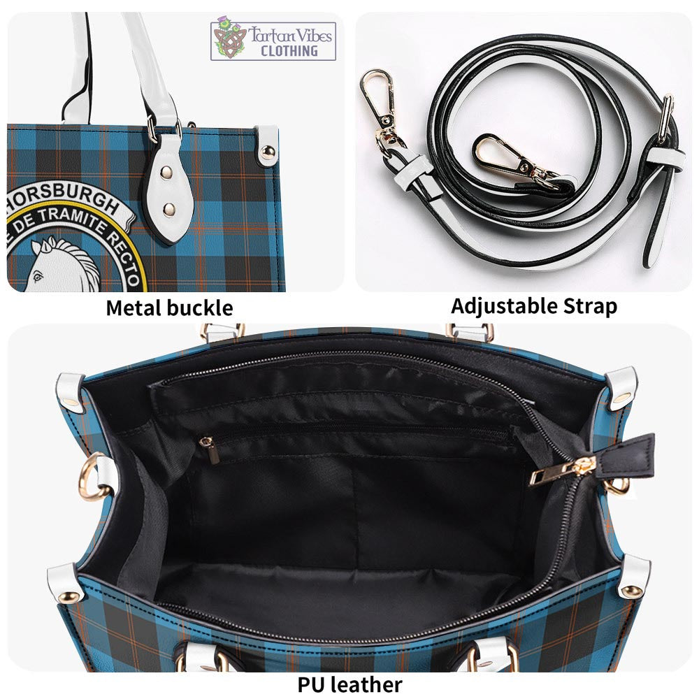 Tartan Vibes Clothing Horsburgh Tartan Luxury Leather Handbags with Family Crest