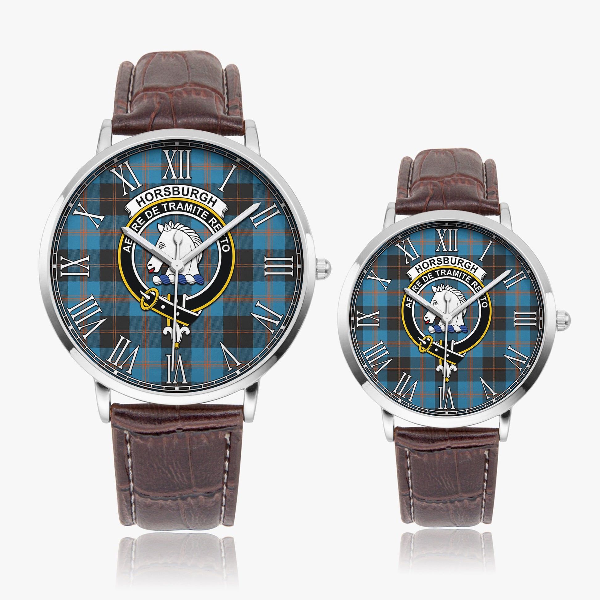 Horsburgh Tartan Family Crest Leather Strap Quartz Watch - Tartanvibesclothing