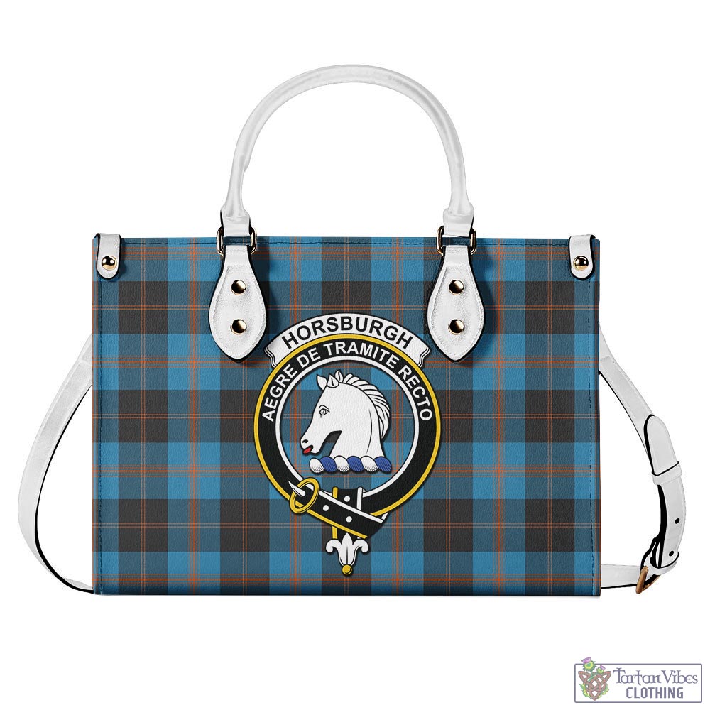 Tartan Vibes Clothing Horsburgh Tartan Luxury Leather Handbags with Family Crest