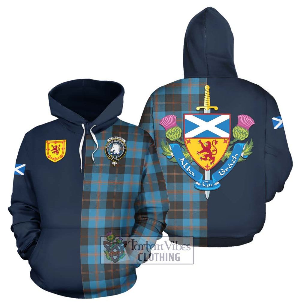 Tartan Vibes Clothing Horsburgh Tartan Hoodie with Scottish Lion Royal Arm Half Style