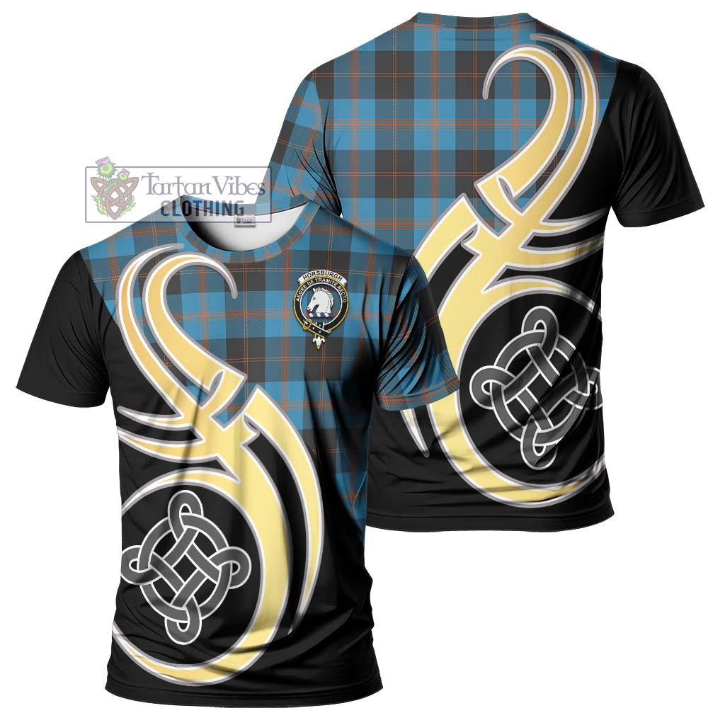 Tartan Vibes Clothing Horsburgh Tartan T-Shirt with Family Crest and Celtic Symbol Style