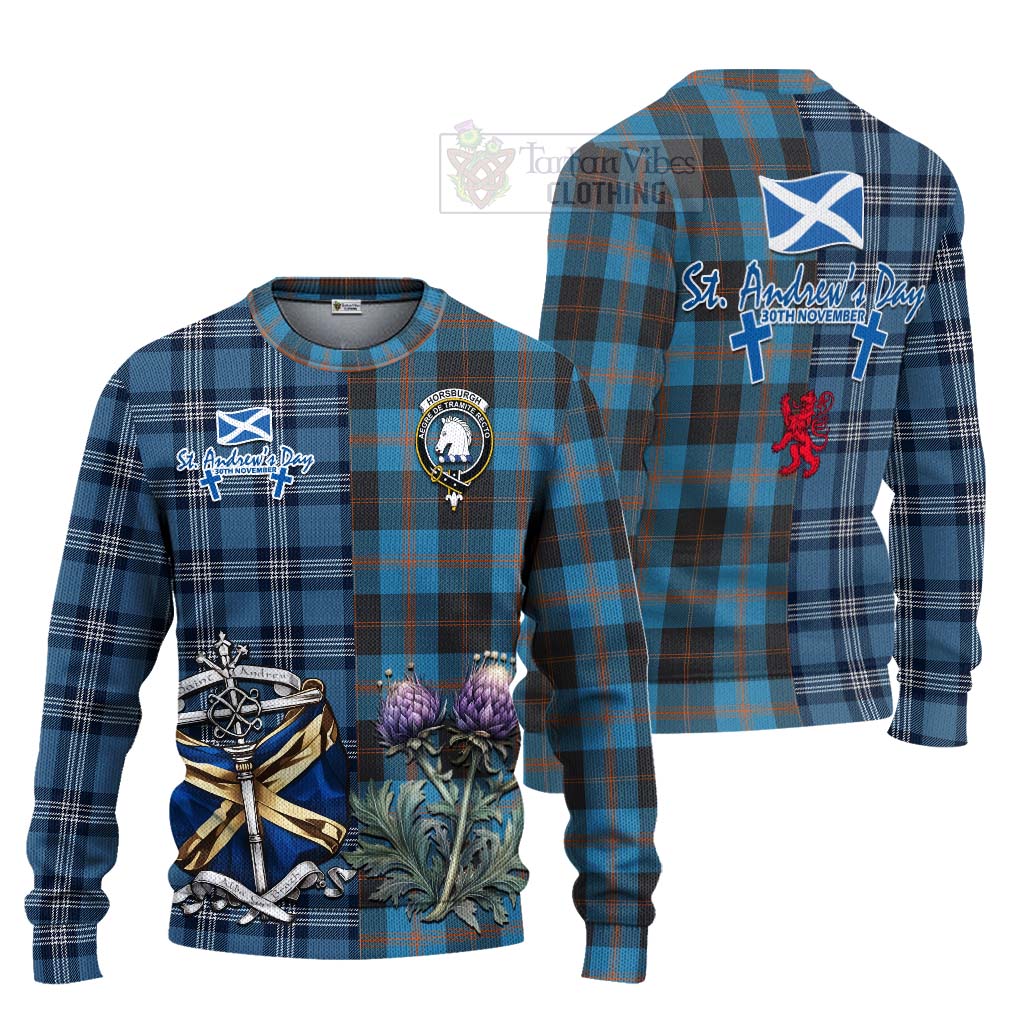 Tartan Vibes Clothing Horsburgh Tartan Knitted Sweater Happy St. Andrew's Day Half Tartan Style