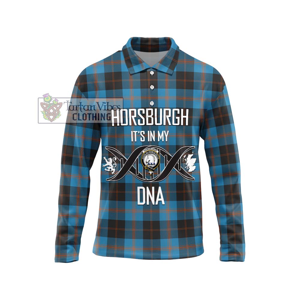 Horsburgh Tartan Long Sleeve Polo Shirt with Family Crest DNA In Me Style Unisex - Tartanvibesclothing Shop